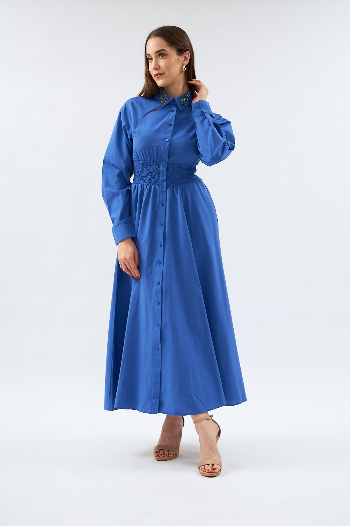 Dark Blue dress with stones on collar | CLOTHES | DRESS | Lebbse Dark Blue dress with stones on collar | CLOTHES | DRESS | Lebbse
