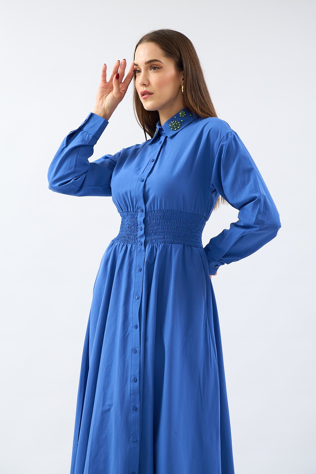 Dark Blue dress with stones on collar | CLOTHES | DRESS | Lebbse Dark Blue dress with stones on collar | CLOTHES | DRESS | Lebbse