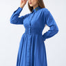 فساتين بحر للمحجبات أزرق داكن مع أحجار على الياقة - Dark Blue dress with stones on collar