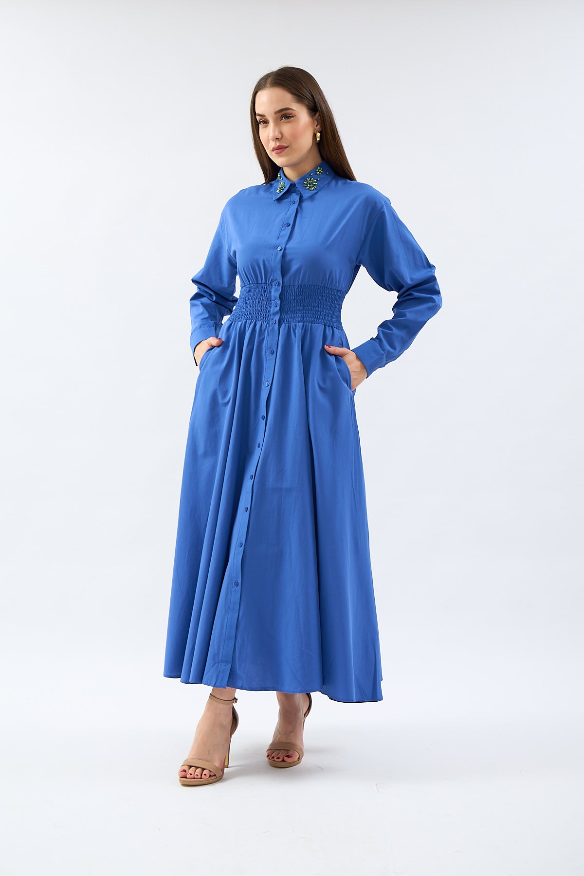 Dark Blue dress with stones on collar | CLOTHES | DRESS | Lebbse Dark Blue dress with stones on collar | CLOTHES | DRESS | Lebbse