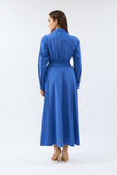 6- فساتين بحر للمحجبات أزرق داكن مع أحجار على الياقة - Dark Blue dress with stones on collar