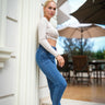 بنطلون جينز نسائي أزرق داكن - Dark Blue Effect Jeans