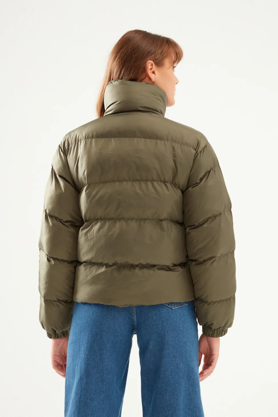 Dark Green Short Puffer Jacket - Lebbse