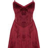 DARK RED Soft Feel Lace Rope Strap Velvet Knitted Nightgown - Lebbse