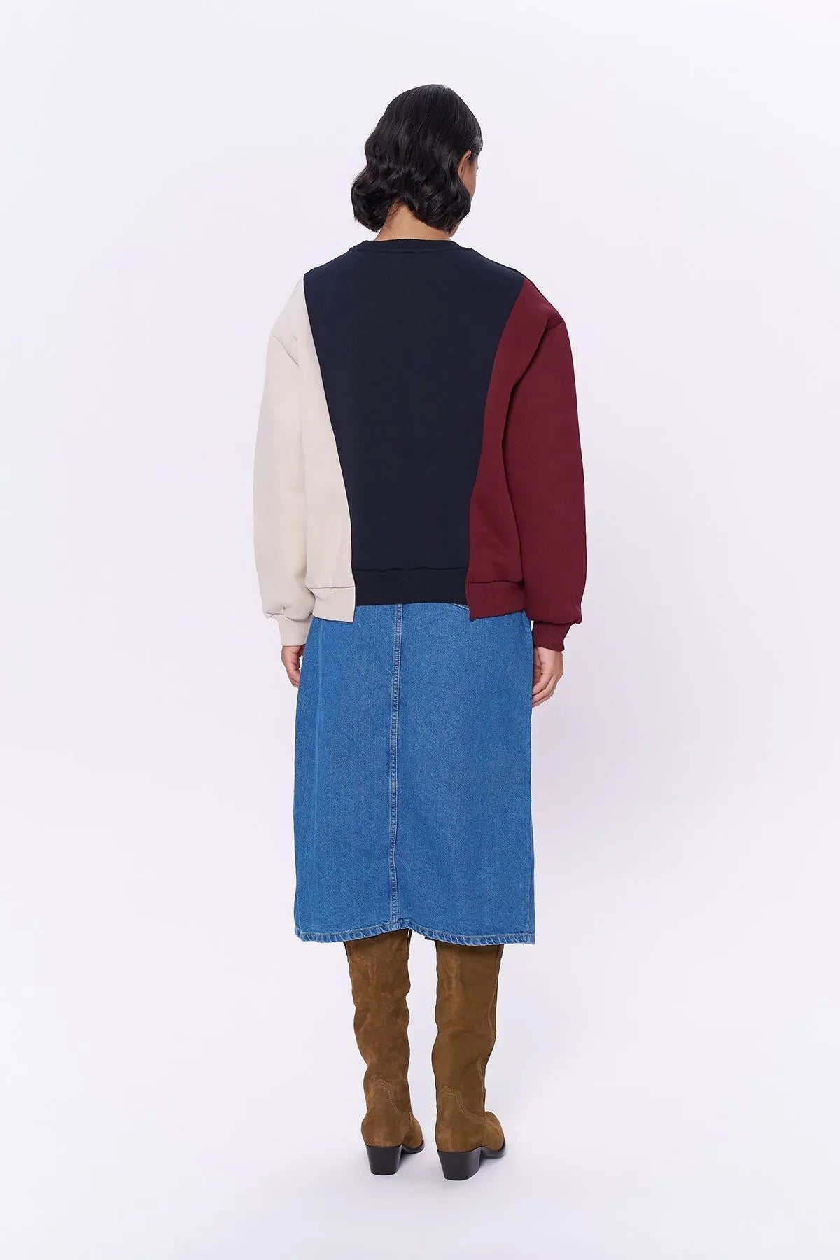 Double Color Oversize Sweatshirt Bordo - Lebbse