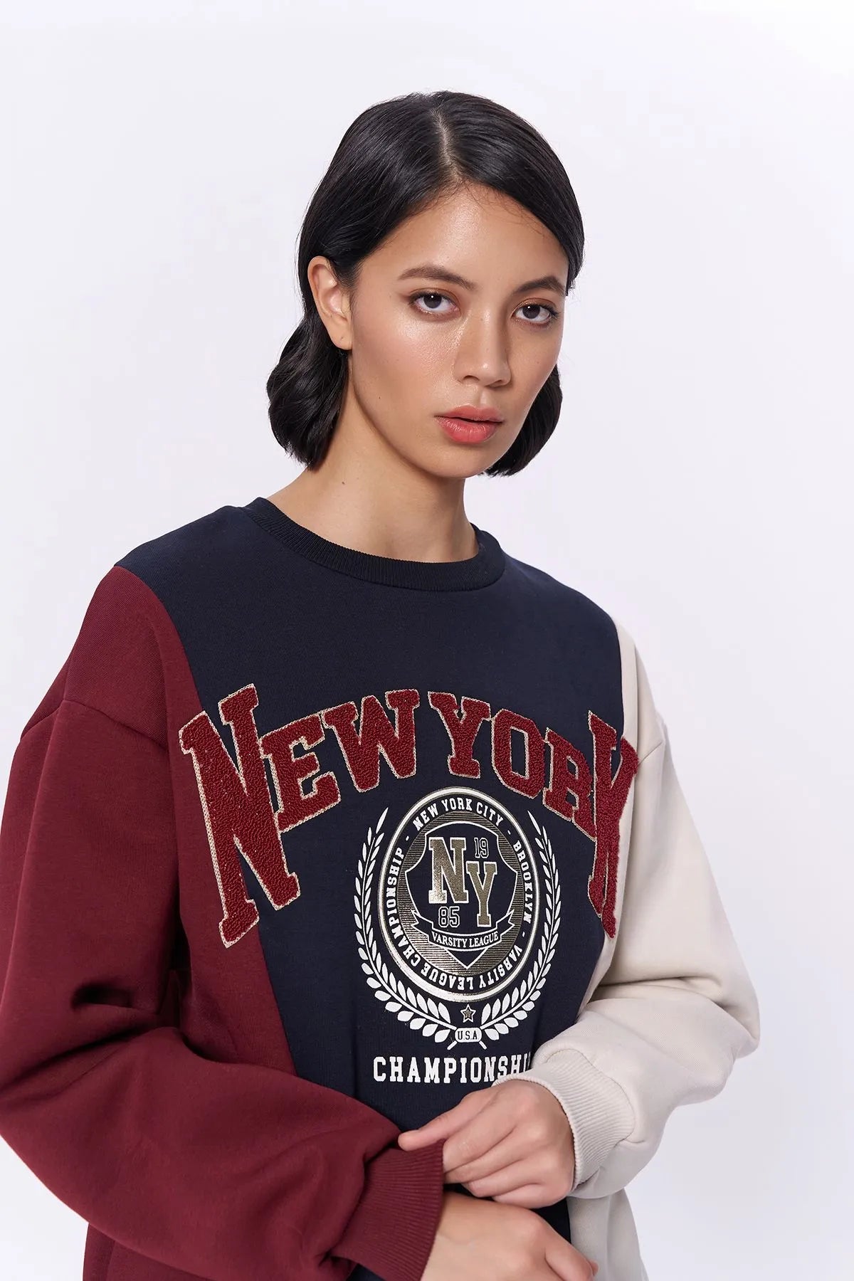 Double Color Oversize Sweatshirt Bordo - Lebbse