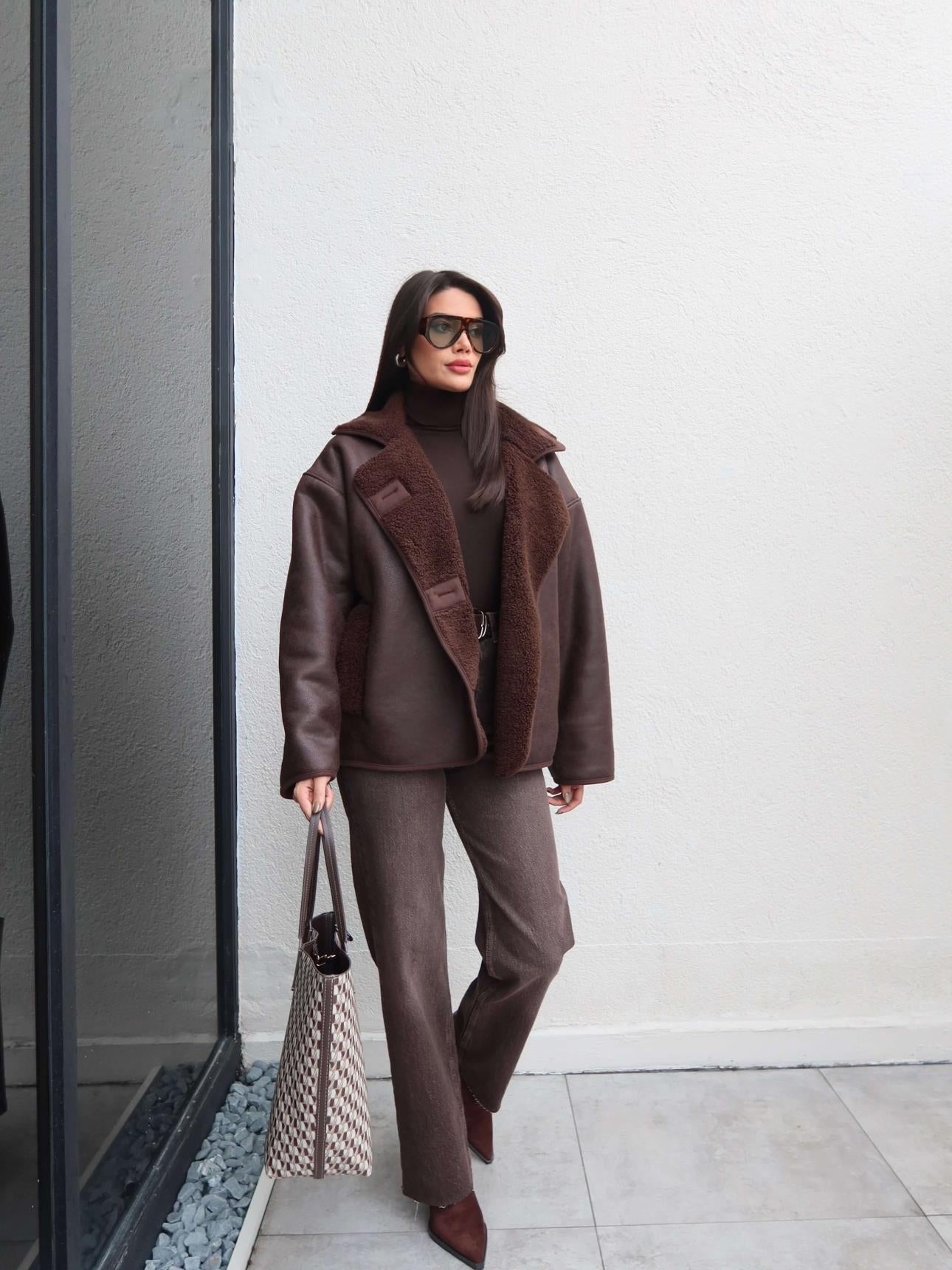 Brown Buttoned Suede Jacket