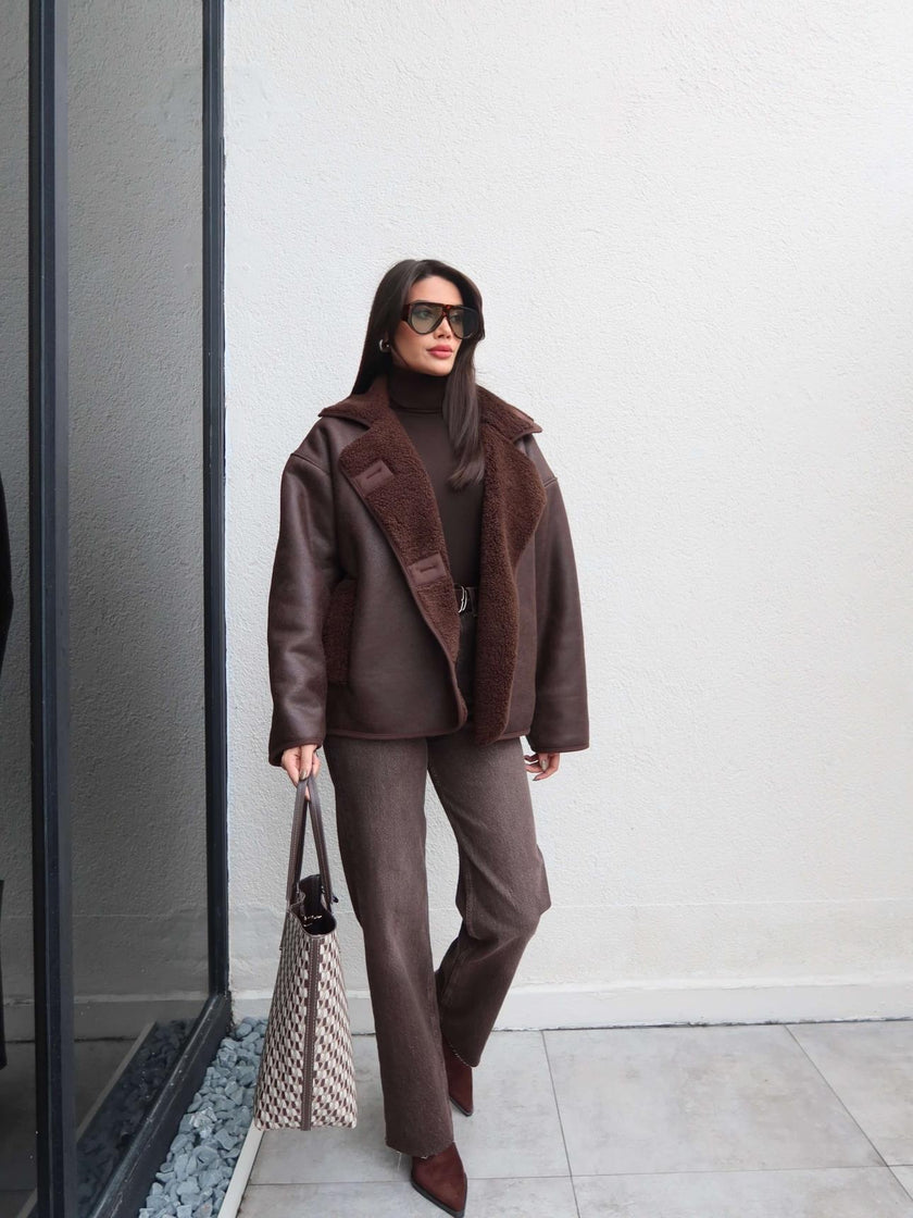 Brown Buttoned Suede Jacket