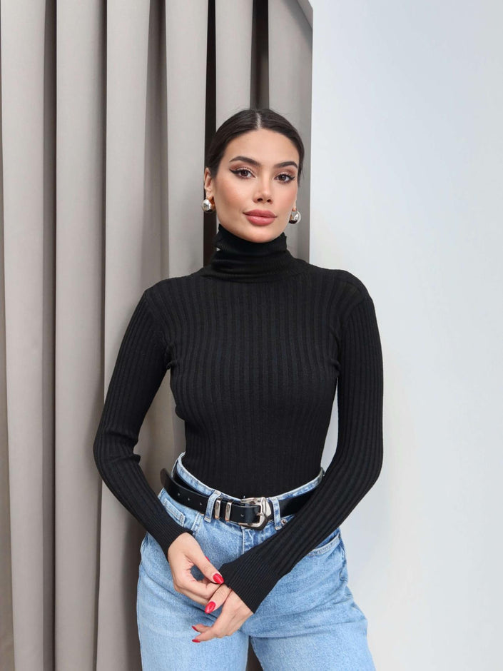 Ribbed Turtleneck Sweater
