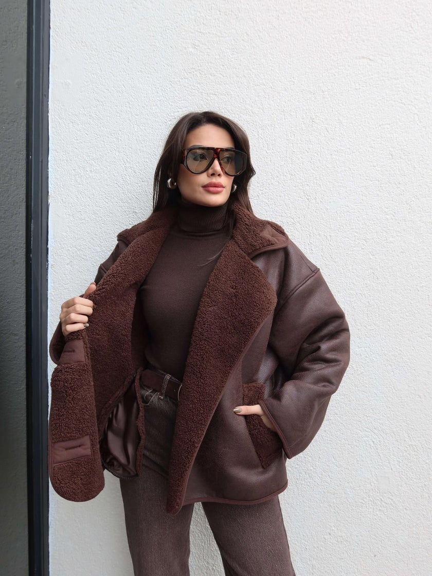 Brown Buttoned Suede Jacket