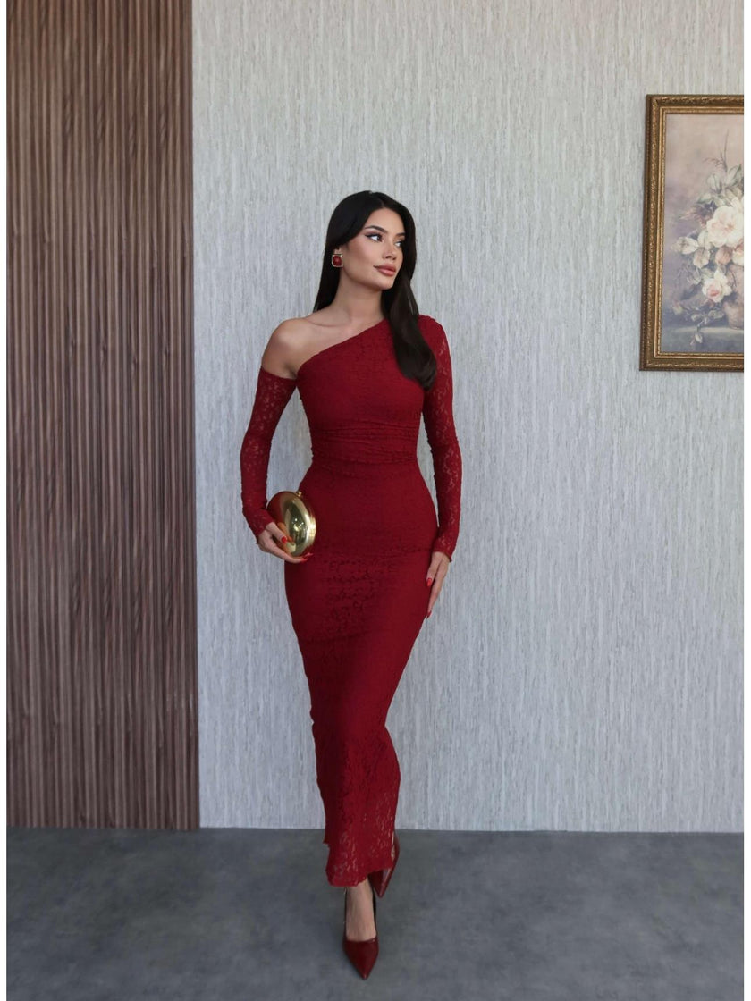 One-Shoulder Lace Dress