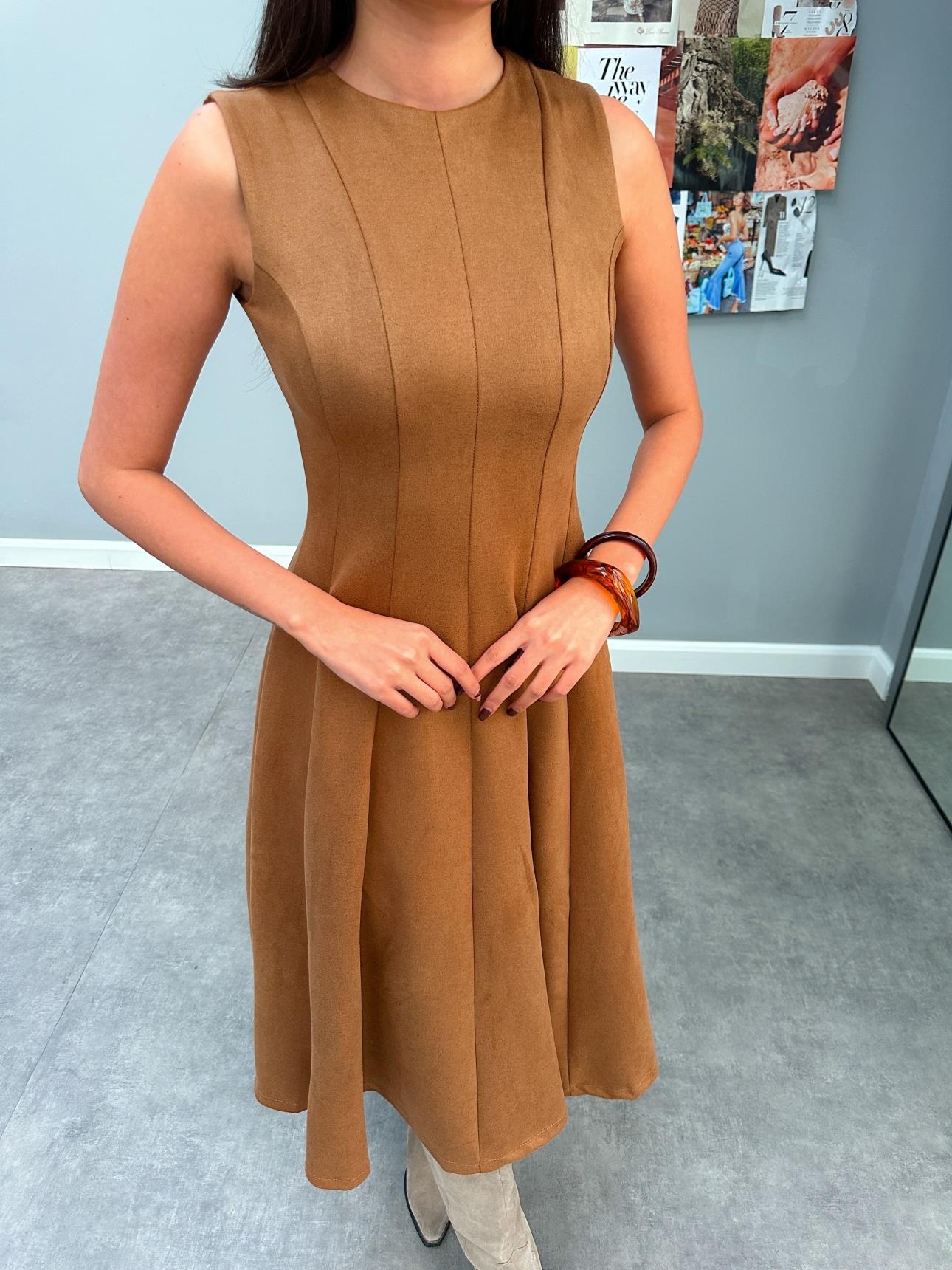 Taba Midi Woven Suede Dress