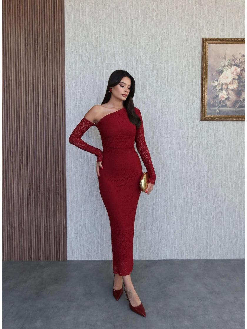 One-Shoulder Lace Dress