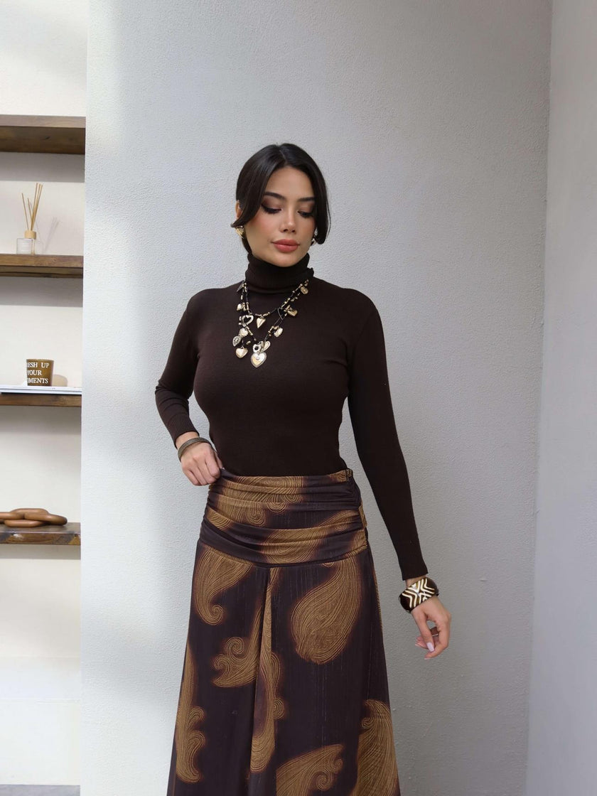 Draped Waist Glittery Chiffon Skirt