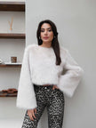 Wide-Sleeve Fur Sweater