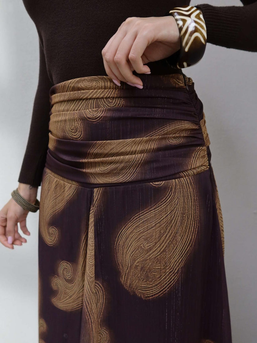 Draped Waist Glittery Chiffon Skirt