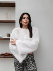 Wide-Sleeve Fur Sweater