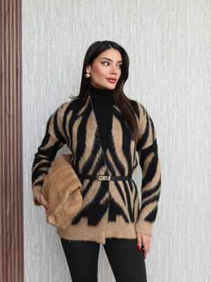 Patterned Open Front Cardigan