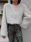 Wide-Sleeve Fur Sweater