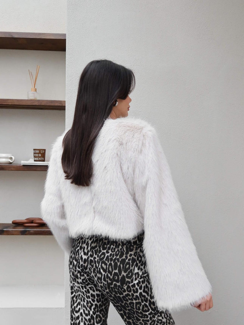 Wide-Sleeve Fur Sweater