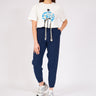 Elastic Leg Gabardine Trousers Navy Blue - Lebbse
