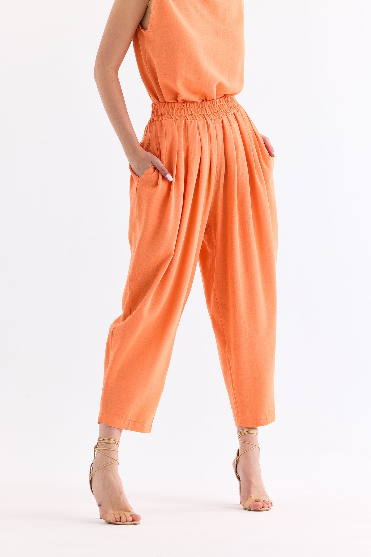 Elastic Waist Shalwar Trousers Orange - Lebbse