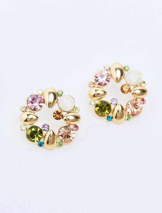Elegant Hoop Earrings with Shiny Stones - Lebbse