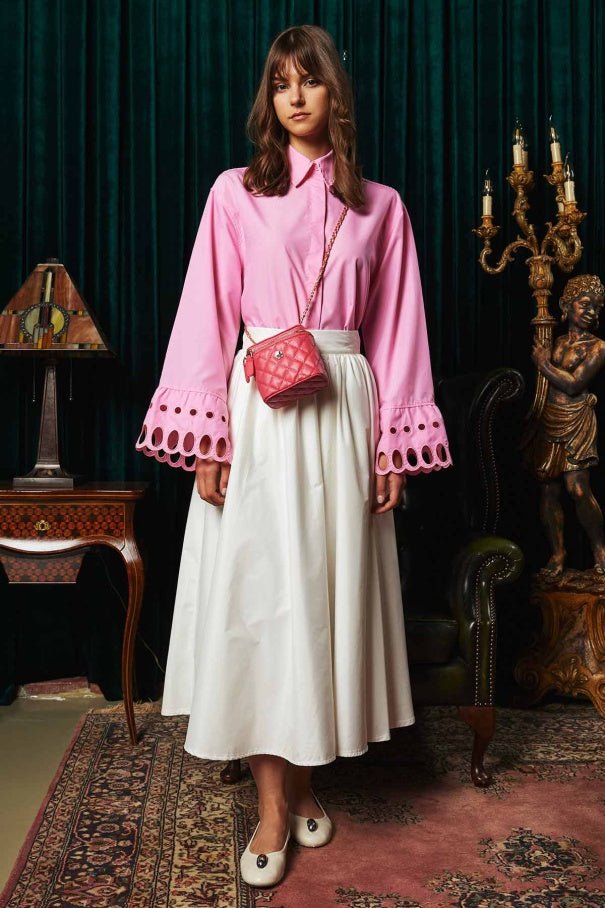 EMBROIDERED DETAILED SHIRT - PINK - Lebbse