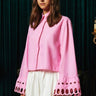قميص نسائي ذو اكمام مطرزة باللون الوردي - EMBROIDERED DETAILED SHIRT - PINK