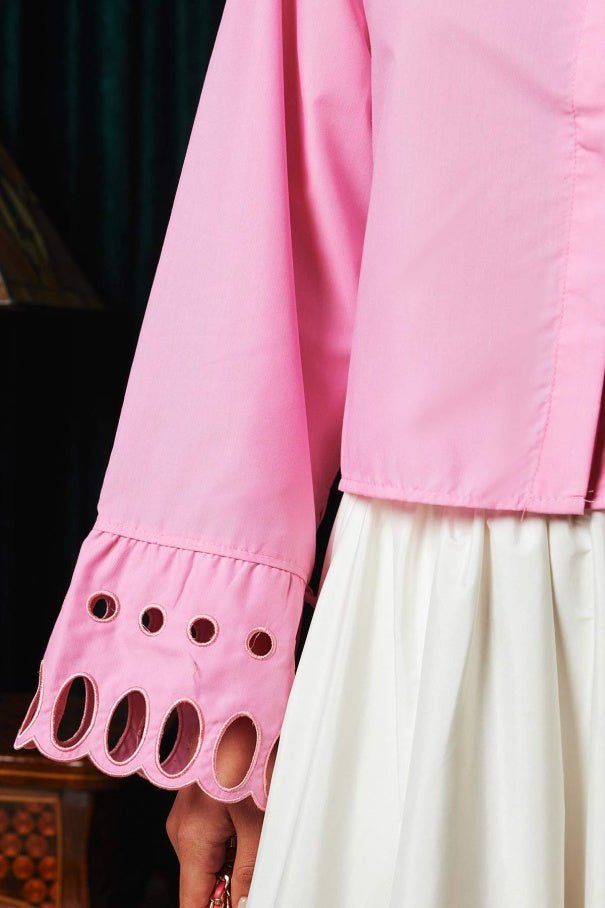 EMBROIDERED DETAILED SHIRT - PINK | November Vibes | Lebbse EMBROIDERED DETAILED SHIRT - PINK | November Vibes | Lebbse