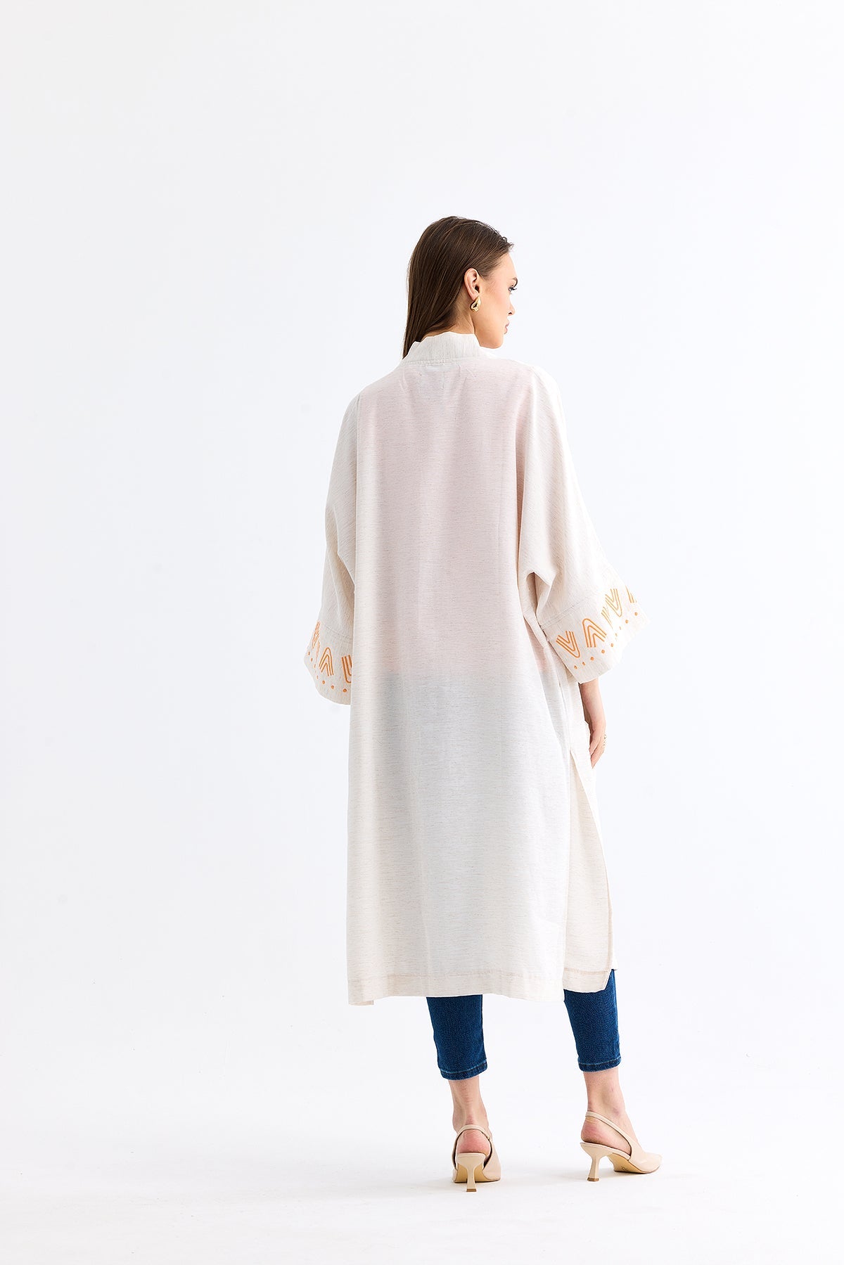 Embroidered Kimono Orange - Lebbse