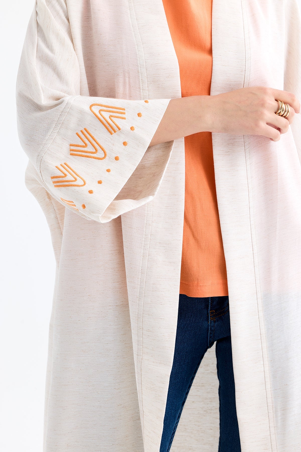 Embroidered Kimono Orange - Lebbse