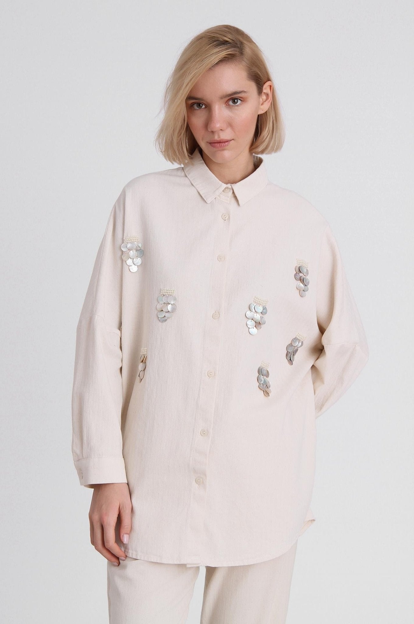 EMBROIDERED STONE WOMEN'S SHIRT | November Vibes | Lebbse EMBROIDERED STONE WOMEN'S SHIRT | November Vibes | Lebbse