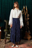 3- قميص نسائي ذو اكمام مطرزة باللون البيج - Embroidery Detailed Shirt Ecru