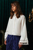 قميص نسائي ذو اكمام مطرزة باللون البيج - Embroidery Detailed Shirt Ecru