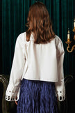 4- قميص نسائي ذو اكمام مطرزة باللون البيج - Embroidery Detailed Shirt Ecru