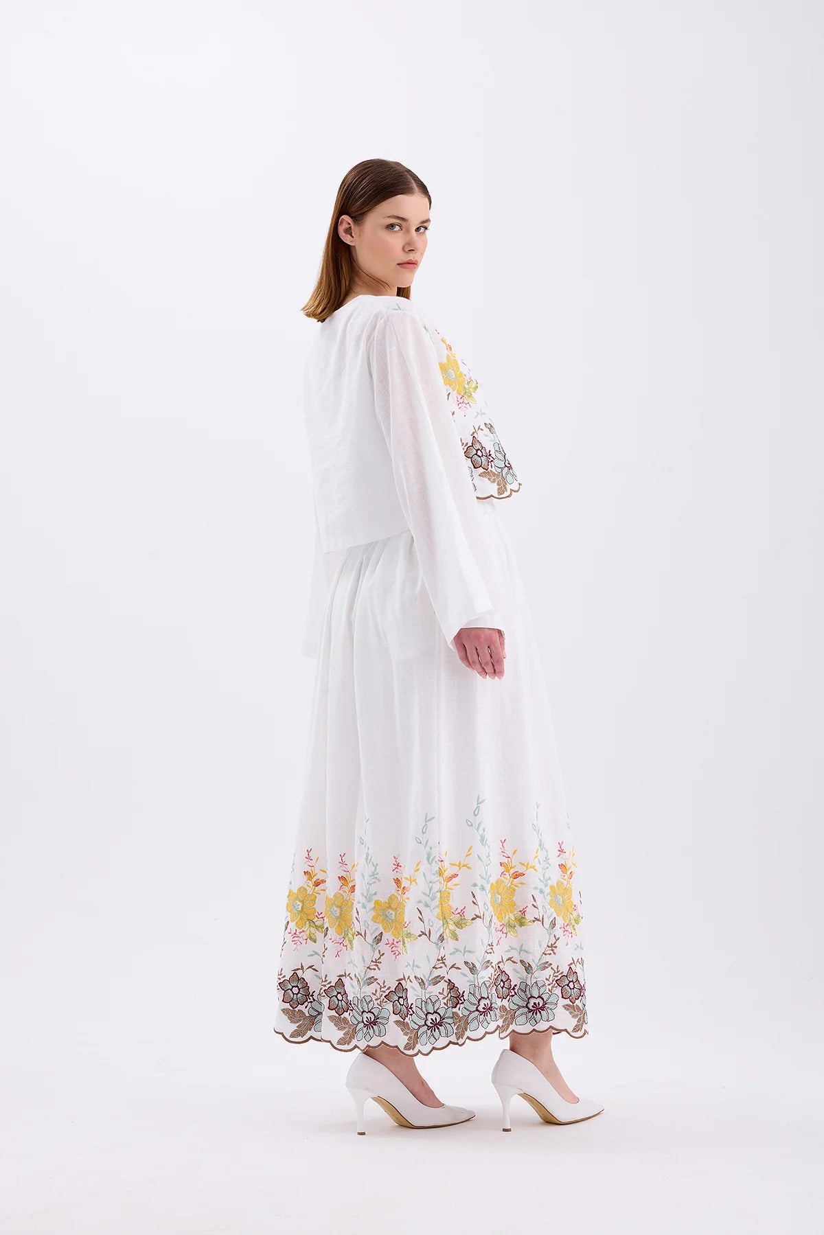 Embroidery Detailed Shirt Skirt Set - Lebbse