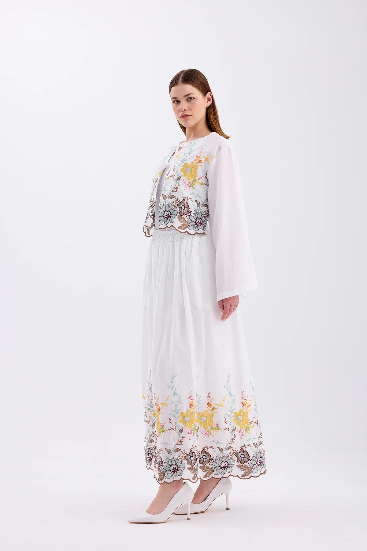 Embroidery Detailed Shirt Skirt Set - Lebbse