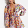 Ethnic Patterned Mini Woven Cut Out/Window Beach Dress - Lebbse