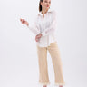 بنطلون جينز نسائي مع ريش بيج فاتح - feathers Light Beige Jean Trousers