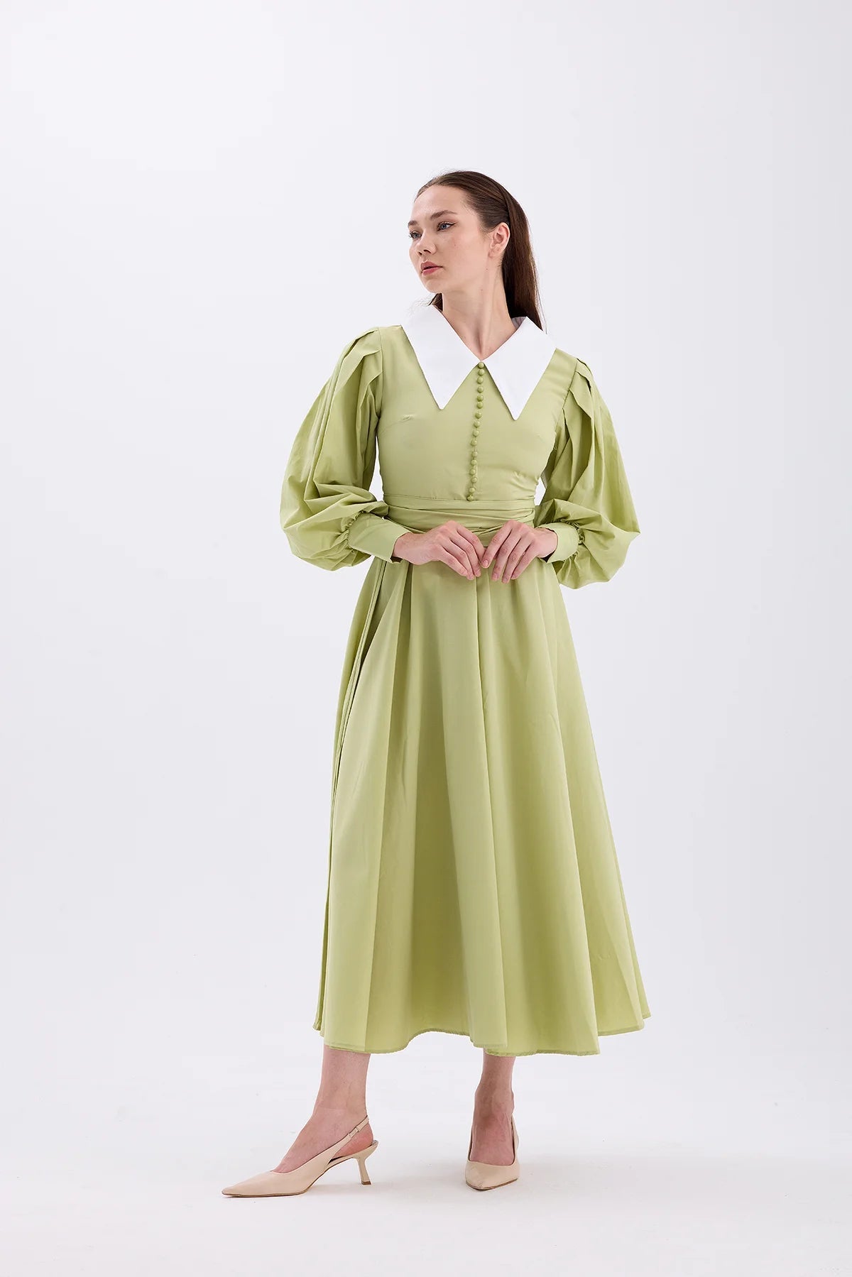FIONA COLLAR DRESS – OIL GREEN | CLOTHES | DRESS | Lebbse FIONA COLLAR DRESS – OIL GREEN | CLOTHES | DRESS | Lebbse
