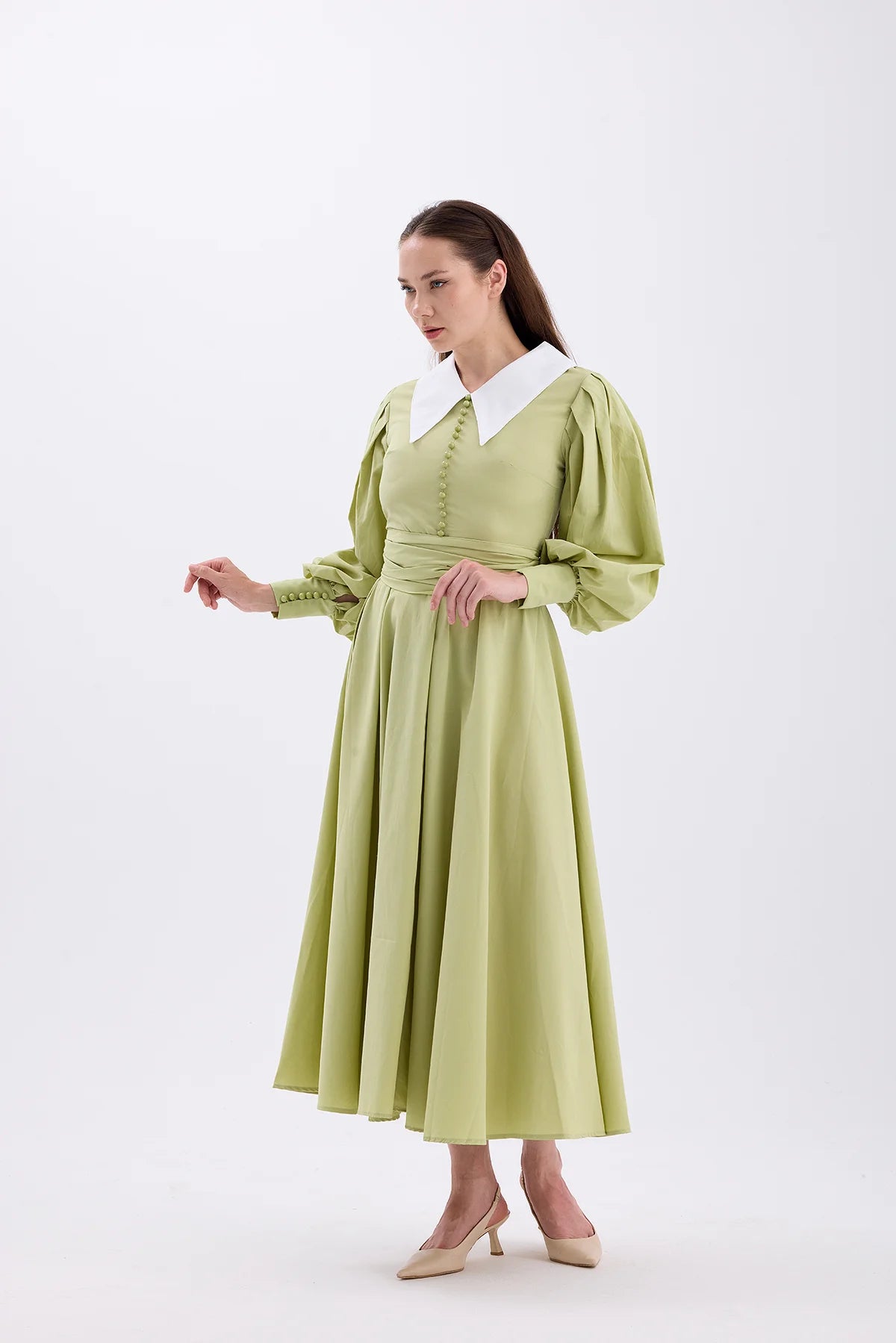 FIONA COLLAR DRESS – OIL GREEN | CLOTHES | DRESS | Lebbse FIONA COLLAR DRESS – OIL GREEN | CLOTHES | DRESS | Lebbse