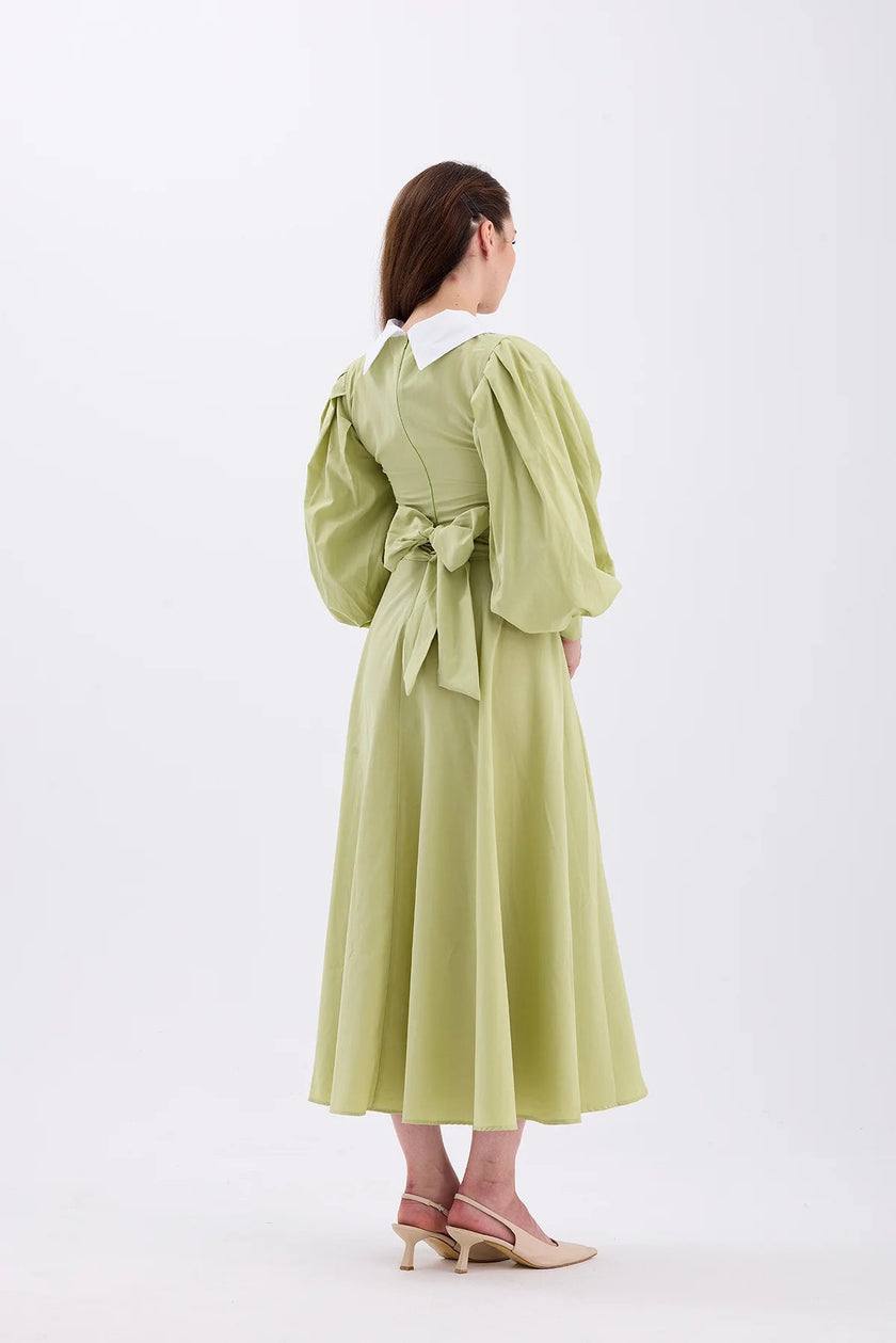 FIONA COLLAR DRESS – OIL GREEN - Lebbse