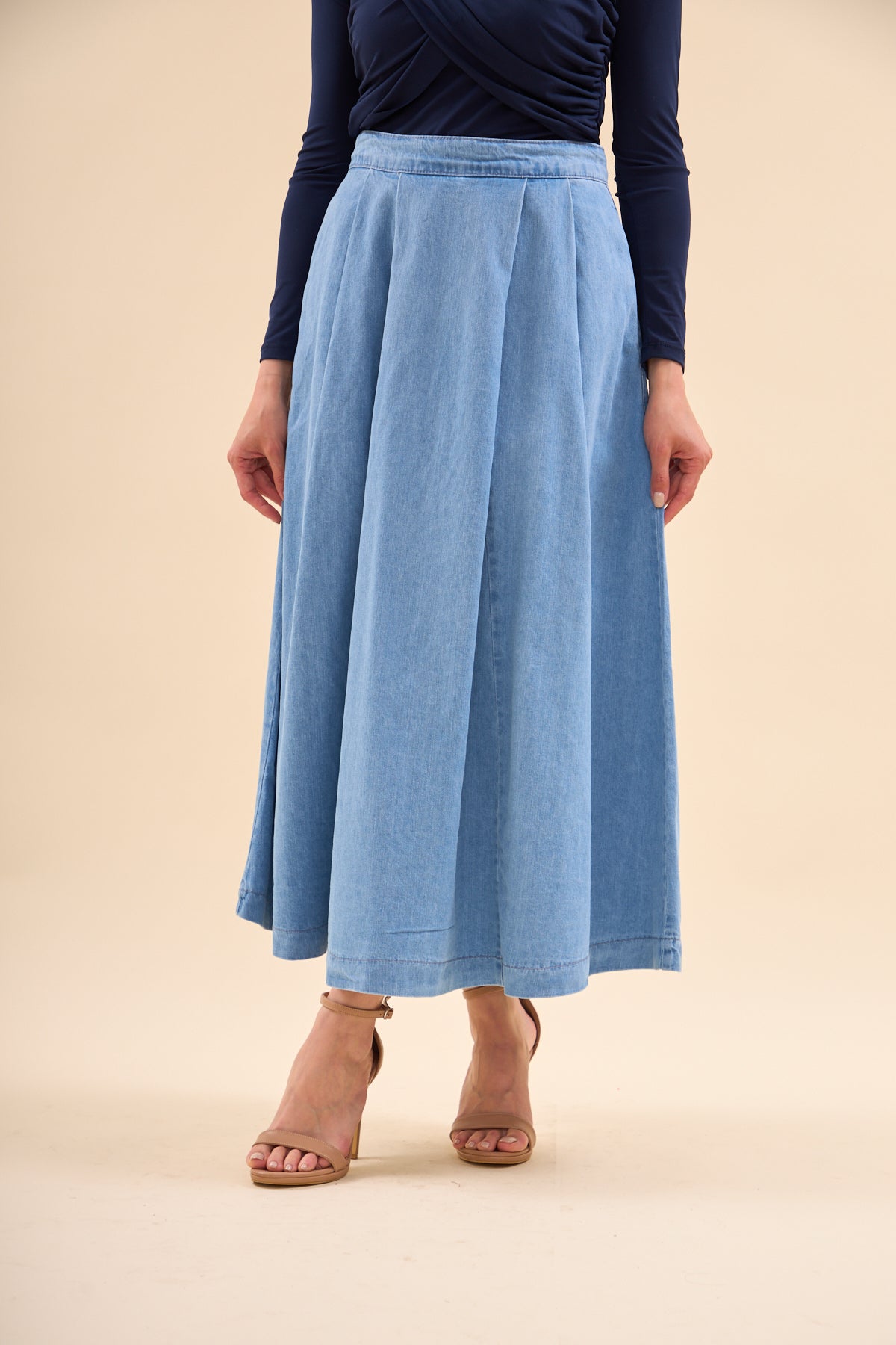 Flared Midi Denim Skirt | CLOTHES | Skirt | Lebbse Flared Midi Denim Skirt | CLOTHES | Skirt | Lebbse