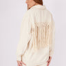 احدث موديلات قميص نسائي بحجر الجبردين مع بشراشيب - Fringe Detailed Gabardine Stone Women's Shirt