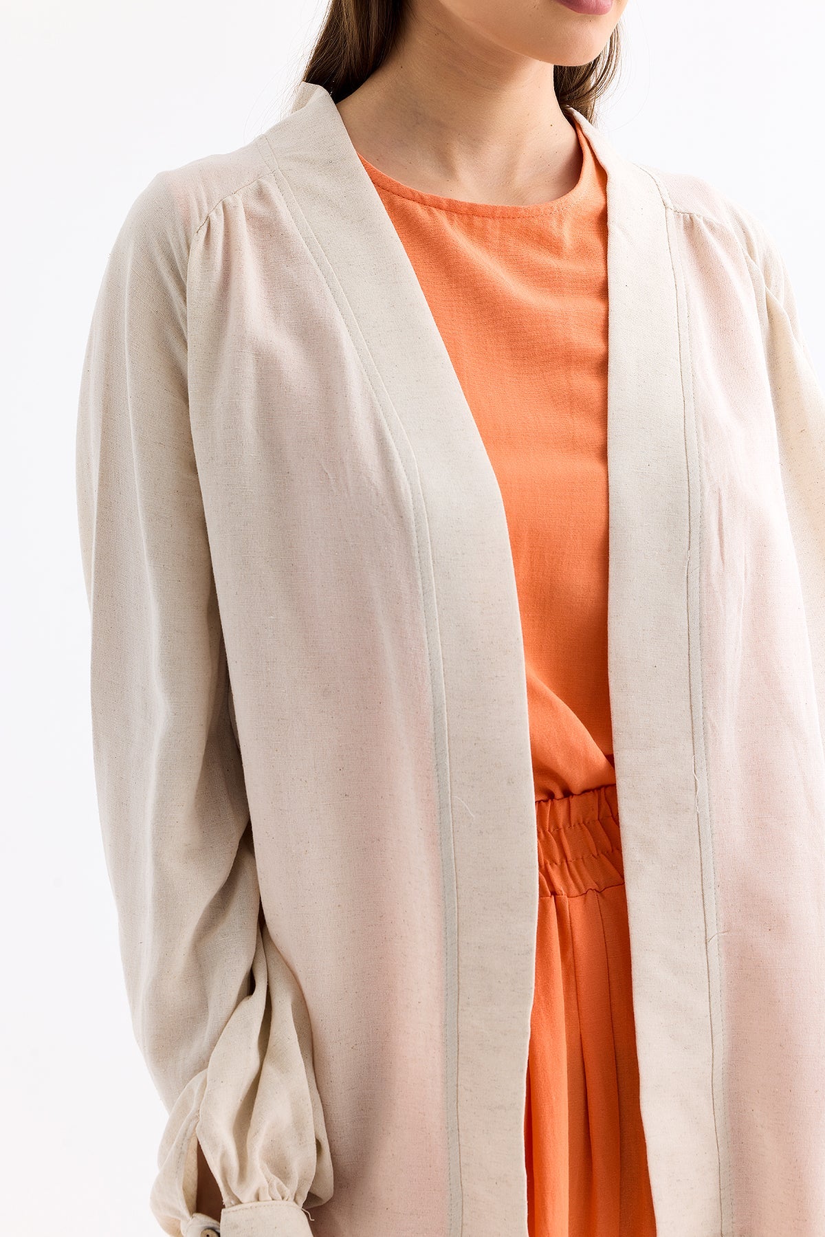 Fringed Kimono Beige Orange | CLOTHES | Lebbse Fringed Kimono Beige Orange | CLOTHES | Lebbse