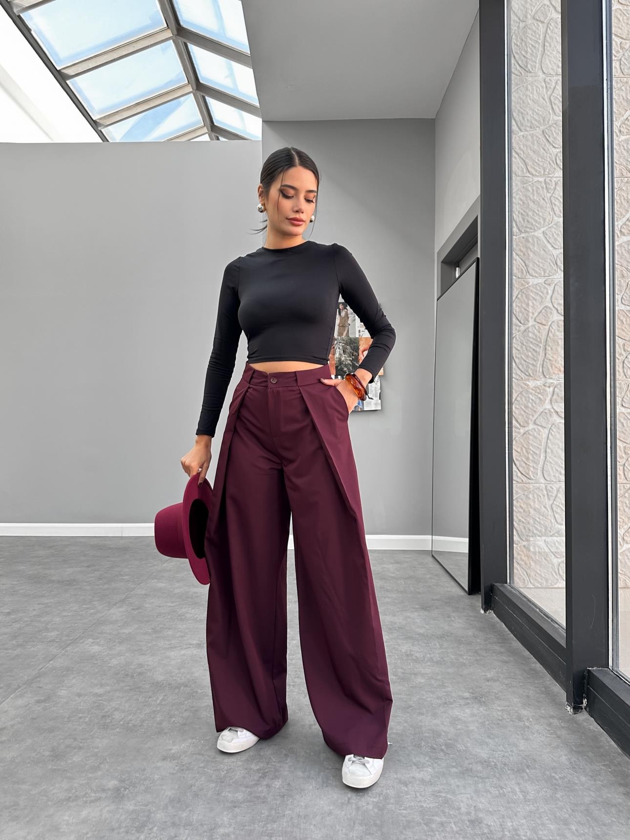 Front Folded Fabric Trousers - Lebbse