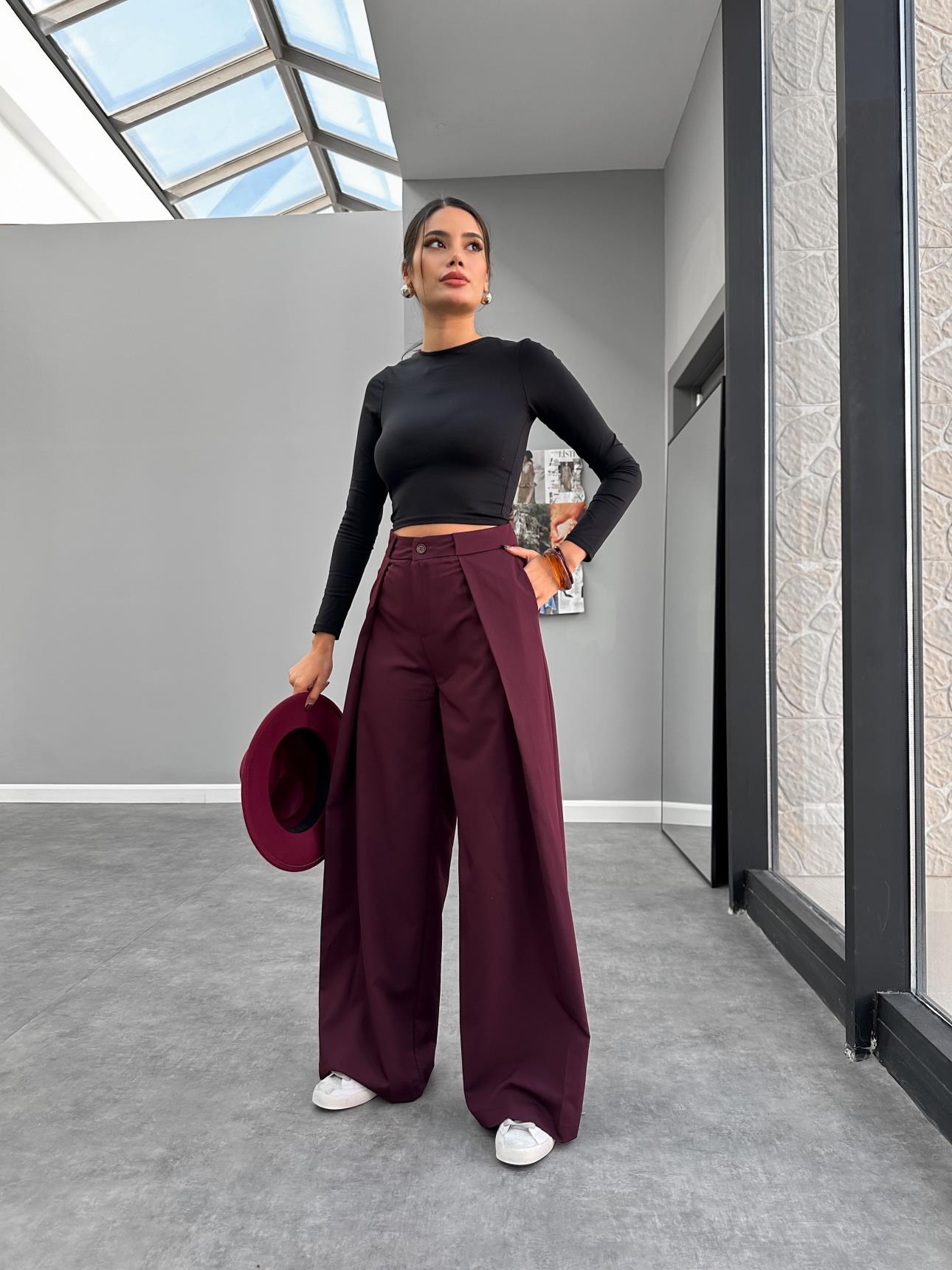 Front Folded Fabric Trousers - Lebbse