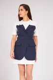 موديلات فساتين ناعمة قصيرة سترة مزخرف لون أزرق داكن - Garnished Jacket Dress Navy Blue