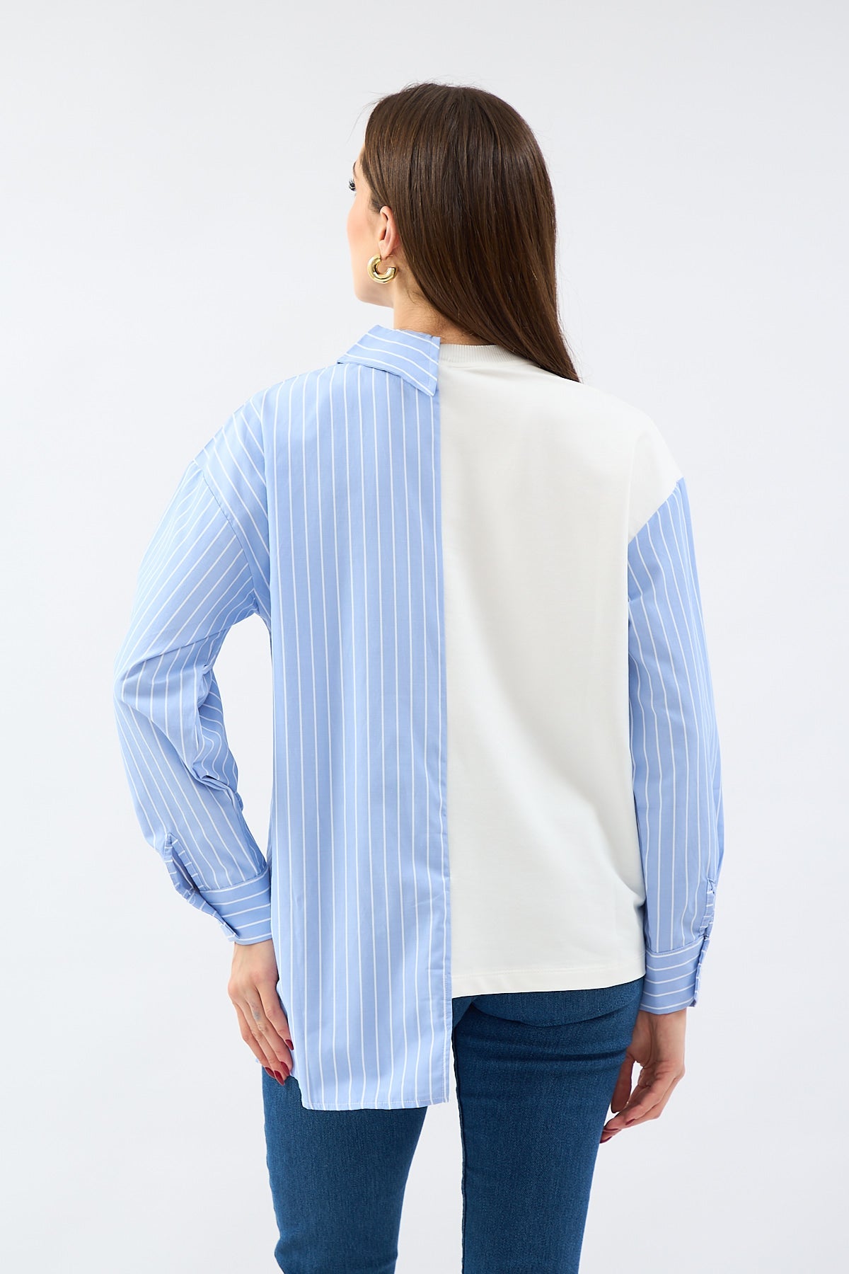 Garnished Poplin Shirt Tshirt Blue Striped | Blouse | CLOTHES | Lebbse Garnished Poplin Shirt Tshirt Blue Striped | Blouse | CLOTHES | Lebbse